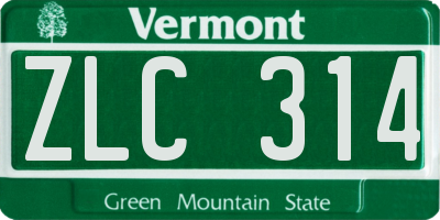 VT license plate ZLC314