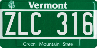 VT license plate ZLC316