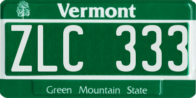 VT license plate ZLC333