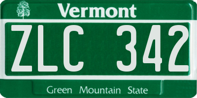 VT license plate ZLC342