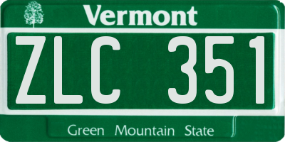 VT license plate ZLC351