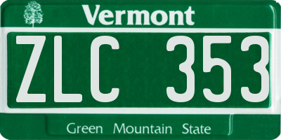 VT license plate ZLC353