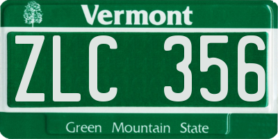 VT license plate ZLC356