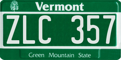 VT license plate ZLC357
