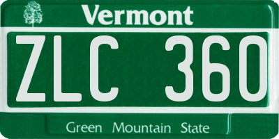 VT license plate ZLC360