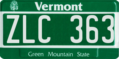 VT license plate ZLC363