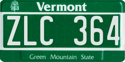 VT license plate ZLC364