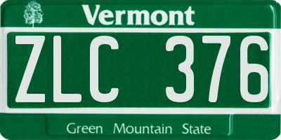 VT license plate ZLC376