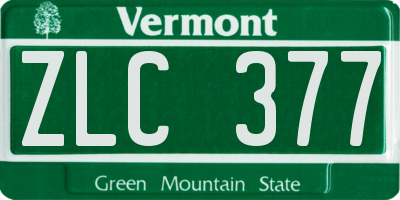 VT license plate ZLC377