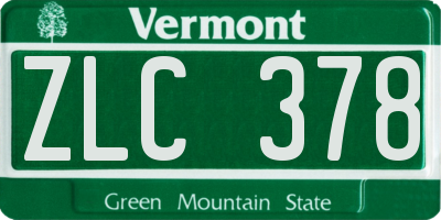 VT license plate ZLC378