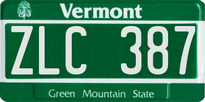 VT license plate ZLC387