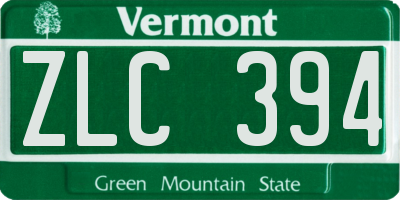 VT license plate ZLC394