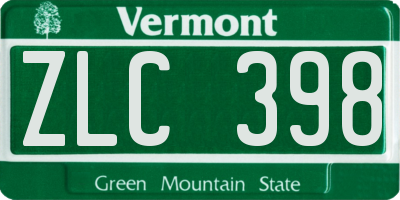 VT license plate ZLC398