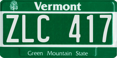 VT license plate ZLC417