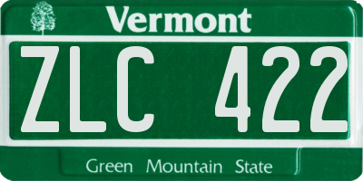 VT license plate ZLC422