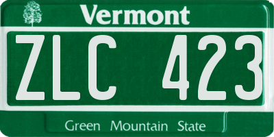VT license plate ZLC423