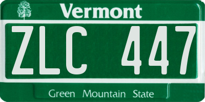VT license plate ZLC447