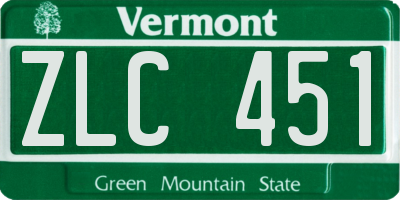 VT license plate ZLC451