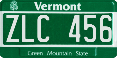 VT license plate ZLC456
