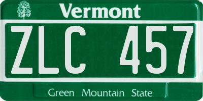 VT license plate ZLC457