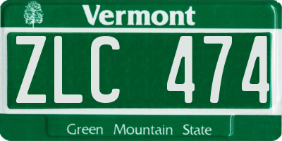 VT license plate ZLC474