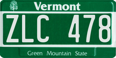 VT license plate ZLC478