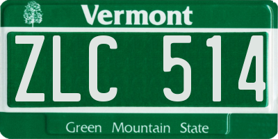 VT license plate ZLC514