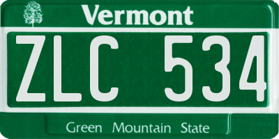 VT license plate ZLC534