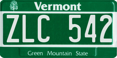VT license plate ZLC542