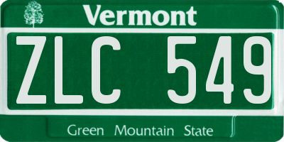 VT license plate ZLC549
