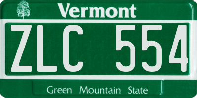 VT license plate ZLC554