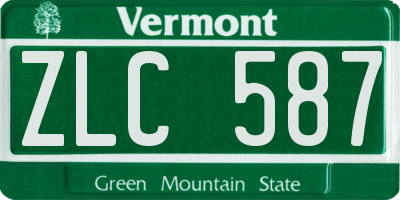 VT license plate ZLC587