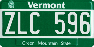 VT license plate ZLC596
