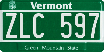 VT license plate ZLC597