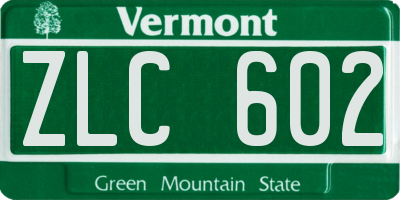 VT license plate ZLC602