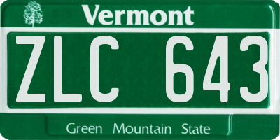 VT license plate ZLC643
