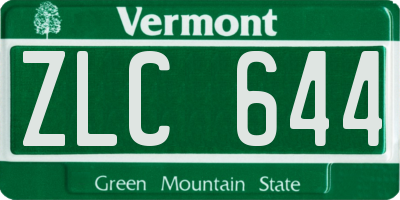 VT license plate ZLC644