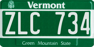 VT license plate ZLC734