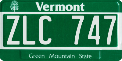 VT license plate ZLC747