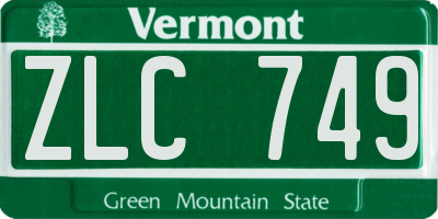 VT license plate ZLC749