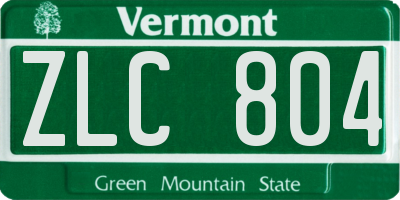 VT license plate ZLC804