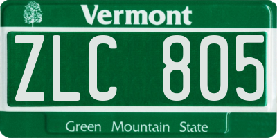 VT license plate ZLC805
