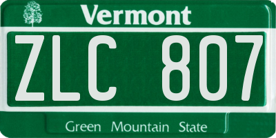 VT license plate ZLC807