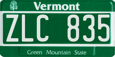 VT license plate ZLC835