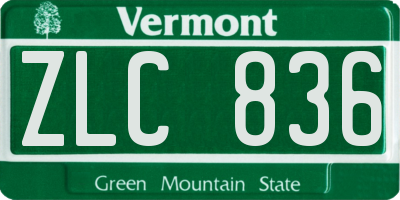 VT license plate ZLC836