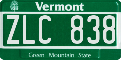 VT license plate ZLC838