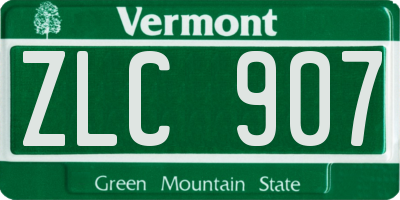 VT license plate ZLC907