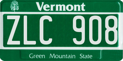 VT license plate ZLC908