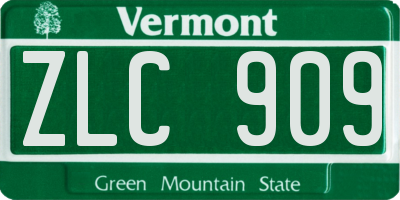 VT license plate ZLC909