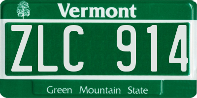 VT license plate ZLC914